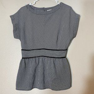 Monteau Black and White Striped Blouse